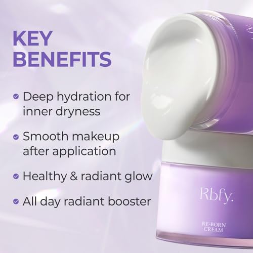 Re-Born Cream - Korean Deep Hydration Moisturizer for 360-Degree Radiant Glow | Suitable for Dry & Combination Skin | Evening Primrose Flower Extract | Korean Skincare (2.71 fl oz)