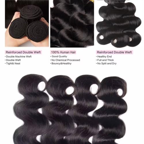 12A Human Hair Bundles Body Wave Bundles Human Hair 26 28 30 Inch 100% Unprocessed Brazilian Virgin Hair Bundles Deals Weave 3 Bundles Human Hair Extensions Body Wave Bundles Natural Black