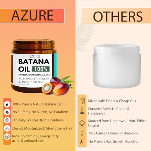 AZURE Batana Oil Paste for Hair Growth, 100% Pure Batana Paste for Nourishing Scalp, Strengthening Strands, Enhancing Shine & Softness - Honduras Sourced - For All Hair Types 4 Fl Oz (Pack of 1)