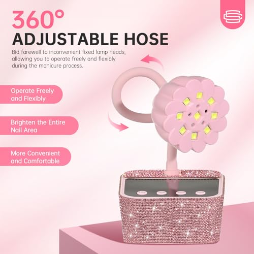 UV Nail Lamp, Mini UV Light for Gel Nails Polish, Rechargeable Nail Dryer with 4 Timers, Quick Drying Cordless Goosenecks Home Nail Salon DIY Manicure