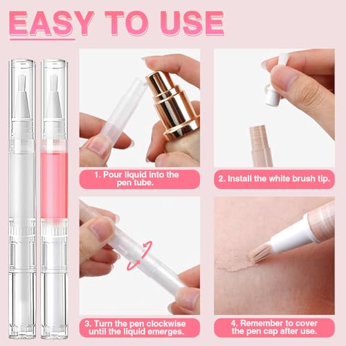 Cuticle Oil Pen 50Pcs 5ml Empty Nail Oil Pen Transparent Twist Pens with Brush Tip for Nail Oil, Eyelash Growth Liquid Tube, Cosmetic Lip Gloss Container Applicators + 72pcs Label