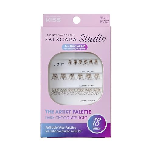 FALSCARA STUDIO Lash Extension Kit, Individual Lash Palette, 18 Stackable Lash Clusters, ¡®Dark Chocolate Light¡¯ False Eyelashes, Medium Volume, Length 10mm?14mm, Band Size 2mm-6mm