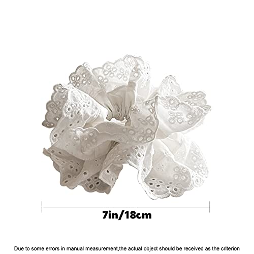 Hair Ties for Women Hair Scrunchies Girls 1 Piece Set White Scrunchie Lace Design Premium Fabric Ponytail Holder (White)