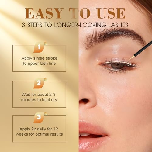 Lash Serum for Eyelash Growth - Natural Lash Enhancing Treatment for Thicker Longer Fuller Looking Eyelashes & Advanced Formula Vegan & Cruelty-Free for Sensitive Eyes, Nightly Use Girls (5ML)