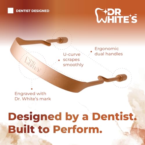 Dr. White¡¯s Copper Tongue Cleaner ? Dentist-Formulated Dual-Grip Design for Fresh Breath & Everyday Oral Detox ? 100% Forged Copper, For Adults & Kids, Rust-Resistant, Built to Last