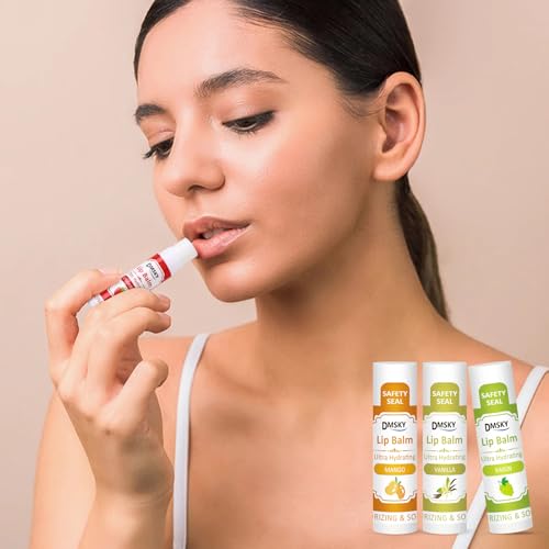 DMSKY 30 Pack Lip Balm, Natural Lip Balm Bulk with Vitamin E and Coconut Oil, Moisturizing Soothing Chapped Lips-15 Flavors