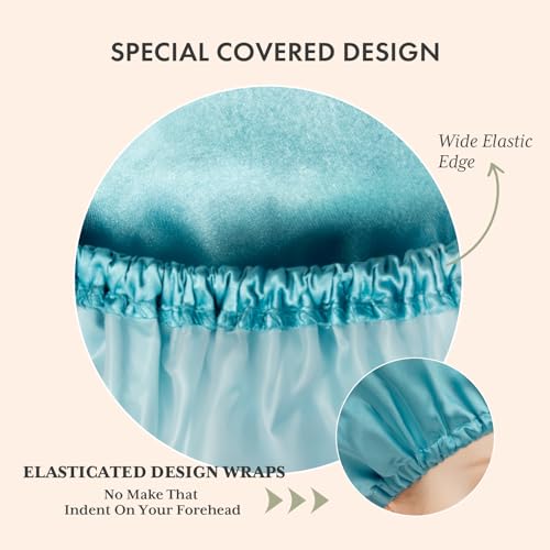 AmazerBathShower Cap, 4 PCS Shower Caps for Women Reusable Waterproof, Double Layers Hair Cap for Shower, Elastic and Flexi Bath Caps, Environmental Protection Bathing Hat for Adult Kids