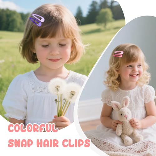NEBURORA 150 Pcs Colorful Snap Hair Clips 30 Colors Hair Barrettes for Girls 2 Inch Hair Barrettes with Storage Case Hair Accessories for Women