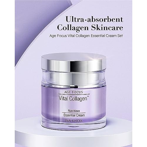 ISA KNOX AGE FOCUS VITAL COLLAGEN Essential Cream (2.4fl oz) - Korean Skin Care, Moisturizer by LG Beauty. Hydrolyzed Collagen, Vitamins C, B12 & E.