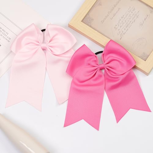 Yxiang 20Pcs Large Cheer Bows for Girls Ponytail Holder Grosgrain Ribbon Bows Elastic Hair Tie Bands for Cheerleading Teen Girls College Sports