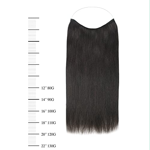 SASSINA Remy Wire Hair Extensions, Natural Black Wire Extensions Real Human Hair with Secret Fish Line Removable Clips 120 Grams 20 Inch #1B