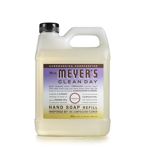 MRS. MEYER'S CLEAN DAY Hand Soap Refill, Made with Essential Oils, Compassion Flower, Packaging May Vary, 33 fl. oz