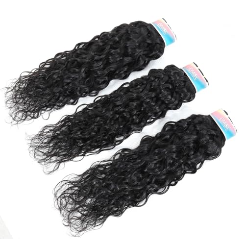Water Wave Human Hair Bundles 16 18 20 Inch, Curly Bundles Human Hair Wet and Wavy, Soft Brazilian Weave Extensions for Black Women, 285g-300g