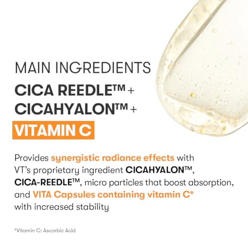 VT Cosmetics Vita-Light Reedle Shot 100, Serum with Vitamin C Capsules, Vitamin E, Hydrating Care, Korean Skincare for Sensitive Skin 1.69Fl Oz(50ml)