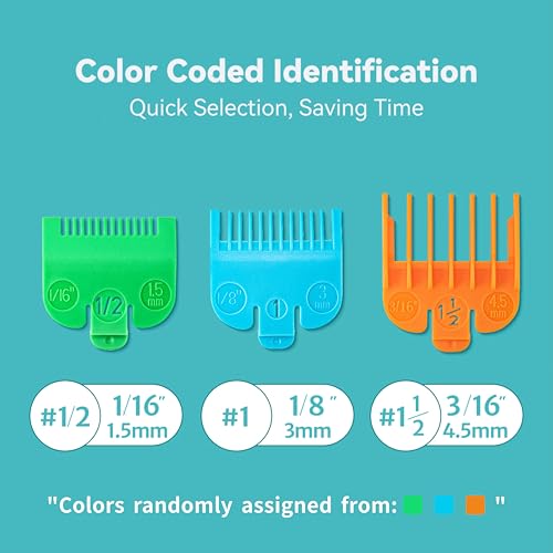 Clipper Guards Set Compatible with Most Wahl Clippers, Clipper Guides Replacement - Guard Number: #1/2, #1 and #1 1/2 (Length: 1/16 inch, 1/8 inch and 3/16 inch)