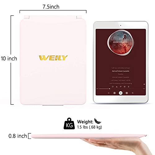 WEILY Makeup Mirror with Lights, 2000 mAh USB Rechargeable Lighted Makeup Mirror, Touch Screen 3 Colors Adjustable 72 LED Lights Compact Travel Mirror, Gift for Girls Women (Pink)