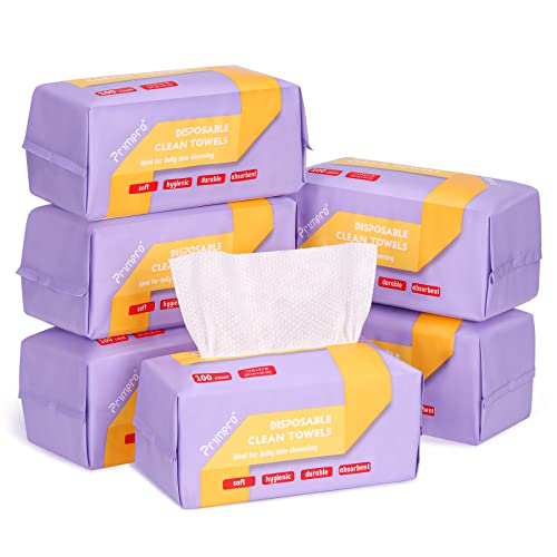 600 Count Disposable Face Towels Ultra Soft Hand Washcloth Lint-Free Dry Wipes Biodegradable Facial Cleansing Towelettes (100 Count 6 Pack)