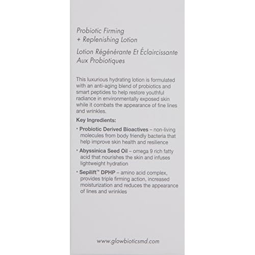 Glowbiotics Probiotic Firming + Replenishing Lotion: Lightweight Daily Moisturizer for Aging and Dry Skin, Reduces Wrinkles and Fine Lines, With Hyaluronic Acid and Vitamin B3, 1.7 Fl Ounce