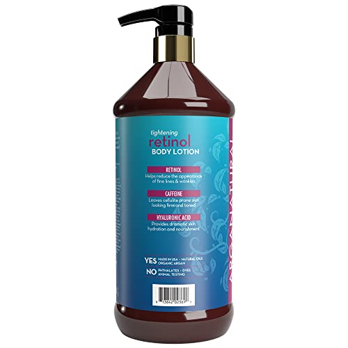 Arganatural Retinol Body Lotion with Vitamin E & Collagen ? Skin Firming, Skin tightening, and Anti-Aging Cream. All in One Body Lotion for Women.