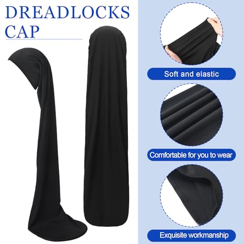 2 Pcs Jumbo Dreadlock Cap Hair Dreads Head Wrap Loc Wraps for Dreads Hair Accessories for Men Women Sleeping(Black,Black,37 Inches)