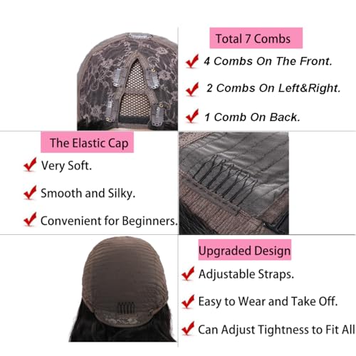 V Part Wig Human Hair 18 inch Upgrade U Part Wigs Body Wave for Black Women Beginner Friendly No Sew In and No Leave Out Glueless Brazilian Virgin Hair Wig Natural Black Color 180% Density