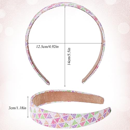 Fishdown Headbands for Girls 3 CM Wide, 6 Pack Sparkly Hair Bands for Kids, Flower Rainbow Sequin Girls Headbands for Kids Children Teens Women