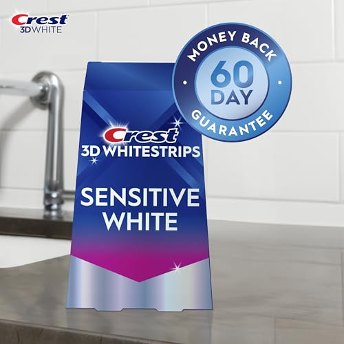 Crest 3D Whitestrips Sensitive At-Home Teeth Whitening Kit, 18 Treatments, Gently Removes 15 Years of Stains, Crest Whitestrips, Teeth Whitening Kit
