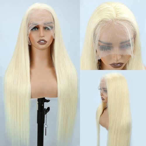 28 Inch 613 Lace Front Wig Human Hair Blonde 13X4 HD Transparent Lace Front Wig Huma n Hairs 180% Density Blonde Glueless Wig 613 HD Straight Lace Frontal Wigs Human Hair Pre Plucked