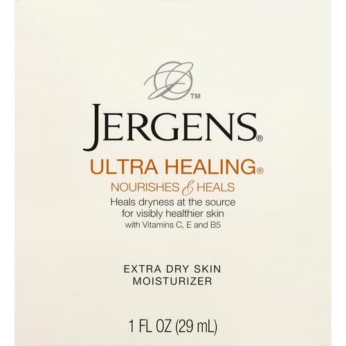 Jergens Ultra Healing Dry Skin Moisturizer, Travel Size Body and Hand Lotion, for Extra Dry Skin, Use After Washing Hands, HYDRALUCENCE blend, Vitamins C, E, B5, 1 Fl Oz (Pack of 2)