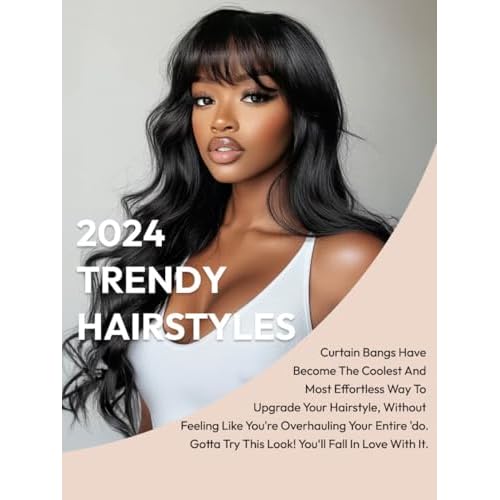 Beauty Forever Bye Bye Knots Black Fluffy Natural Loose Wave Curtain Bangs Wig Glueless Wigs Human Hair Pre Plucked Pre Cut 7x5 Lace Closure Ready to Wear Drawstring Wig for Women 180% Density 18 Inch