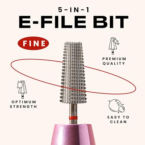 V Beauty Pure 5-In-1 Professional Nail Drill Bits (Fine) - Electric Nail Drill Kit for Manicure, Pedicure & 3D Art - Portable EFile Nail Tech Drill Bits for Nail Technicians, Salon & Home DIY