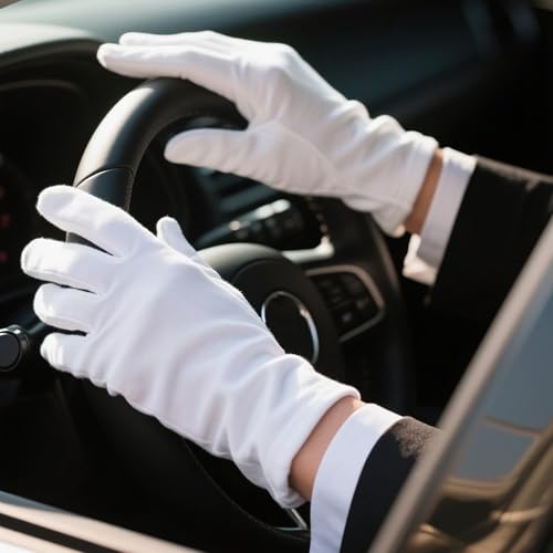 100% White Cotton Gloves for Dry Hands, Moisturizing & Eczema Overnight, Work Gloves Liners, Ideal for Sleep & Spa Treatment, Coin Jewelry Silver Inspection, Medium, One Size, 3 Pairs