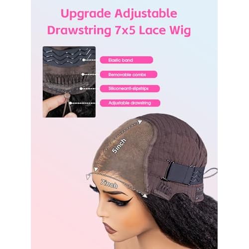 Curlyme Glueless Wigs Human Hair Pre Plucked Pre Cut Pre Bleached 7x5 Water Wave Lace Front Wigs Upgraded Drawstring Wear and Go Gluelesss Hair for Women Natural Hairline 20 Inch