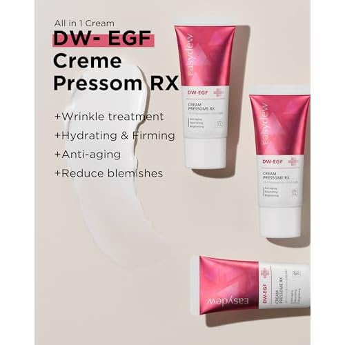 EASYDEW DW-EGF Peptide Pressome RX Cream - Korean Anti Aging Face Moisturizer for Firmness & Elasticity with EGF, Ceramide, Hyaluronic Acid - Soften & Reduce the Appearance of Wrinkles, 1.01oz. 3 Pack