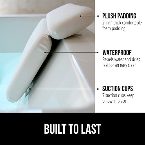 GORILLA GRIP Bath Pillow for Tub, Headrest for Neck and Back Support, Luxury Bathtub Pillows, Hot Tub Cushions, Bathroom Accessories for Women, Relaxing Spa Gifts for Mom Wife Girlfriend 2 Panel White