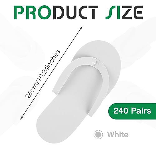 Geyoga 240 Pairs Disposable Pedicure Slippers Foam Disposable Spa Flip Flops Pedicure Shoes for Women Salon Nail Spa (White)