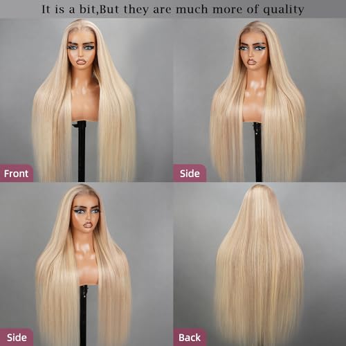 6x5 Wear And Go Glueless Wigs Human Hair P10/613 Lace Front Wig Human Hair Blonde Lace Front Wig 220% Density Highlight HD Lace Pre Plucked (22inch)
