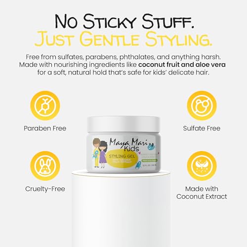 Kids Hair Styling Gel with Coconut Fruit Extract | Safe & Gentle Baby Hair Gel for Toddlers | Sulfate-Free Hair Gel for Boys & Girls, 12 oz
