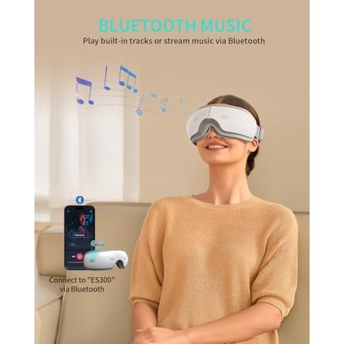 SKG Eye Massager with Heat & Music, Foldable Eye Mask for Migraine & Strain, 5 Massage Modes, Perfect Relaxation Birthday Gifts for Dad, Mom, Men, Women