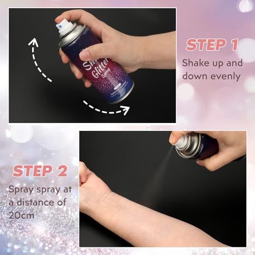 Body Glitter Spray¡¼Long Lasting¡½¡¼Skin Friendly¡½¡¼Quick-Drying¡½ Glitter Spray for Hair/Body 120ML£¬Pink