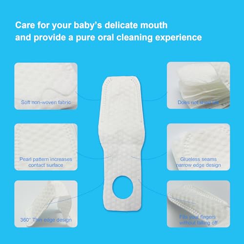 Baby Tongue Cleaner Newborn Finger Toothbrush, 42 Count Disposable Wet and Dry Use Baby Mouth Cleaner, Newborn Oral Care Clean 0-36 Months Toddler Teeth, Gums, Tongue Coating
