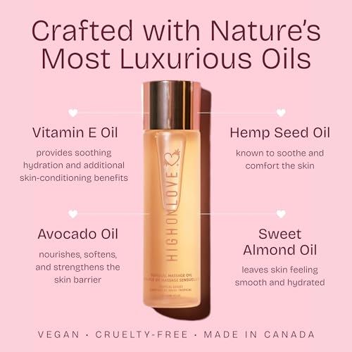 HIGHONLOVE Natural Body Oil with Hemp Seed, Grape Seed, & Vitamin E Oil - Moisturizing Body Glow with a Non-Greasy, Glowy Finish by High On Love (120 ml) (Tropical Sunset)