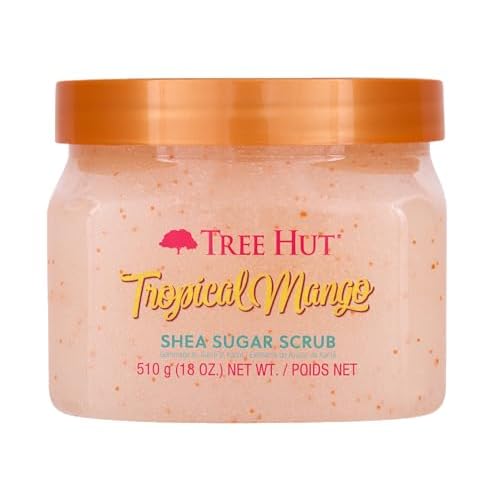 Tree Hut Shea Sugar Scrub Tropical Mango, 18oz, Ultra Hydrating and Exfoliating Scrub for Nourishing Essential Body Care