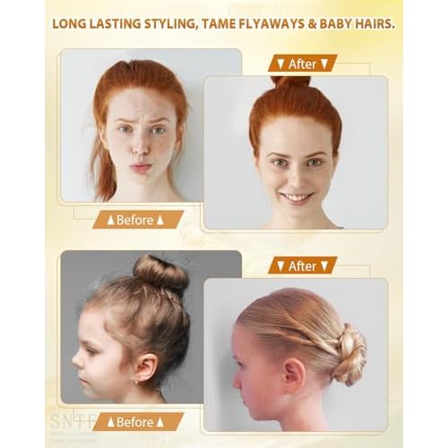 Slick Back Hair Brush (Purple), Hair Wax Stick Set, Taming Flyaways for Sleek Ponytail & Bun Styling, Hair Accessories for Teen Girls, Kids, and Women