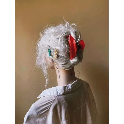 Large Hair Claw Clips For Women, Red Hair Clips Nonslip Retro Hair Clips for Thick & Thin Hair & Curly Hair Fashion Hair Accessories