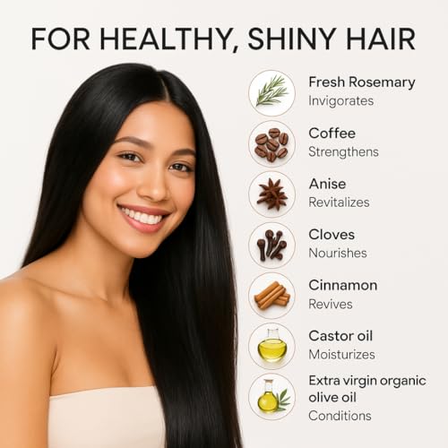 Clean Ingredients Hair Oil - Hair Serum,Natural Herbal Extract, Castor Oil Hair Loss, Rosemary,Coffee Scalp Stimulator Serum, Tik Tok