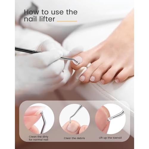 BEZOX Long Metal Nail File, Stainless Steel Fingernail File for Thick and Fungal Nails with Dual-Ended Toenail Lifter ? The Ultimate Manicure & Pedicure Tool for Men and Women¡¯s Nail Care - Black