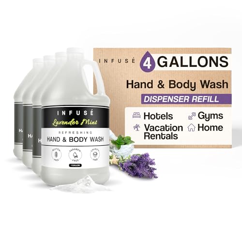 Terra Pure Infuse Hotel Hand & Body Wash | 1 Gallon | For Hospitality & Vacation Rentals to Refill Dispensers | (4 Gallons)