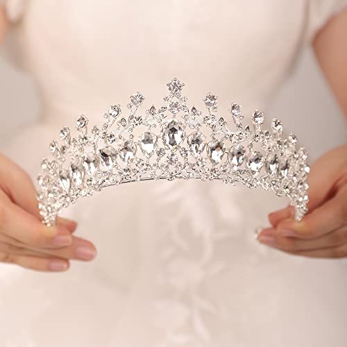 JWICOS Crystal Tiara and Crown for Women Elegant Queen Tiara for Girls Wedding Tiara Headband for Brides Prom Party Pageant