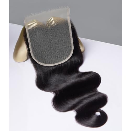 Mlip 5x5 HD Lace Closure Body Wave, 0.10mm Ultra Thin Invisible Swiss Lace, Skinlike Real HD Lace Melt into Skin Perfectly, Pre-plucked Natural Hairline, Raw Indian Human Hair 20 Inches